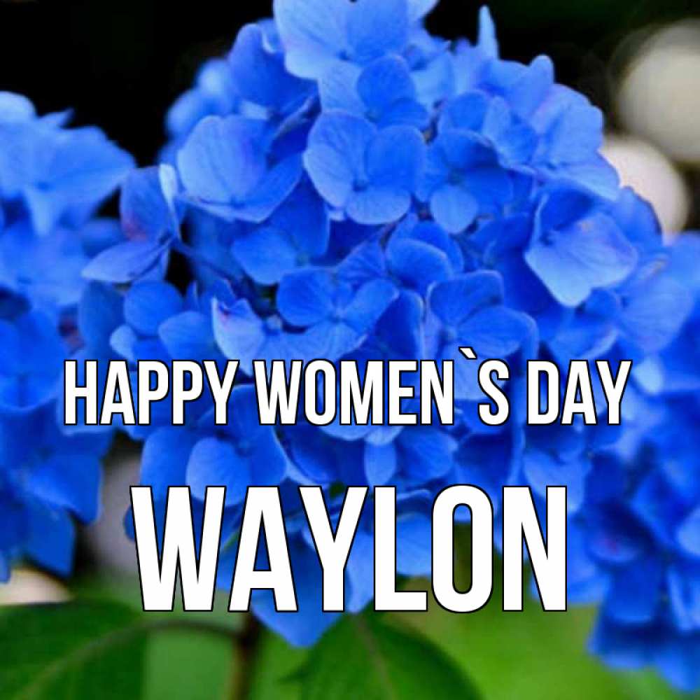 Greetings card с именем, Waylon happy women`s day синие цветы Greetings with text for free download 